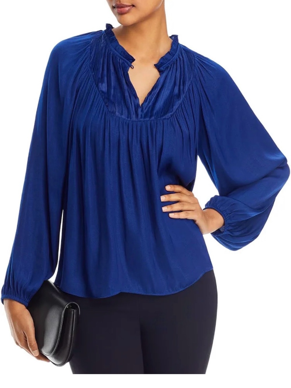 T TAHARI Women's Pleated Airflow Blouse (Size:M)